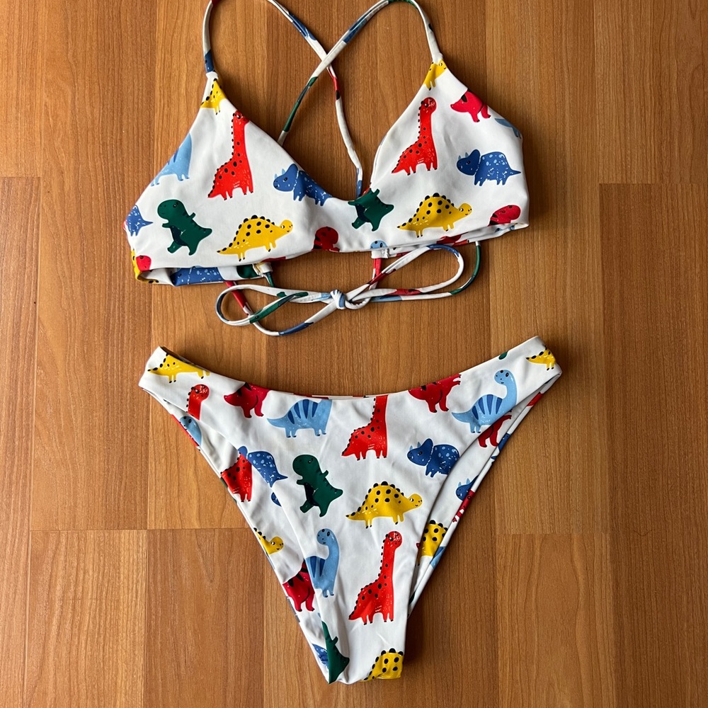 dinosaur print bikini set!